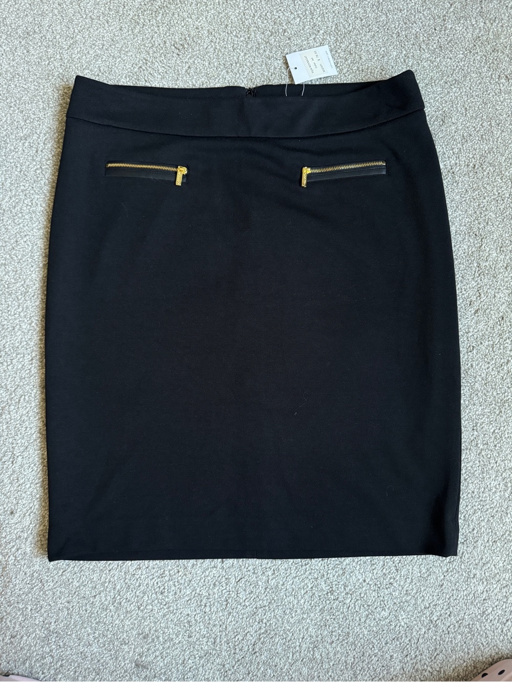 Calvin Klein Black Pencil Skirt with Gold Zipper Accents size 12